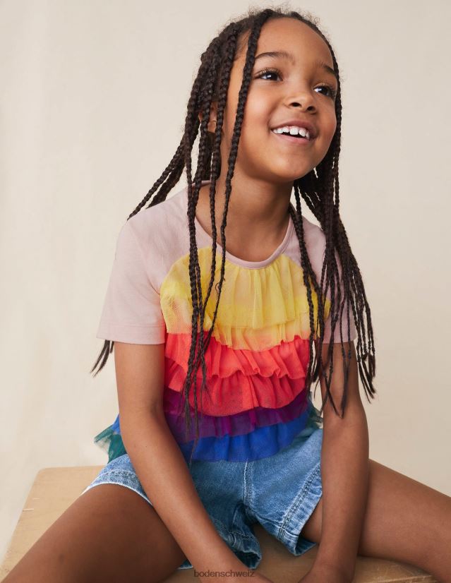 Boden Mädchen Oberteil aus Tüll mit Rüschen VH86PT2914 Kleidung multi