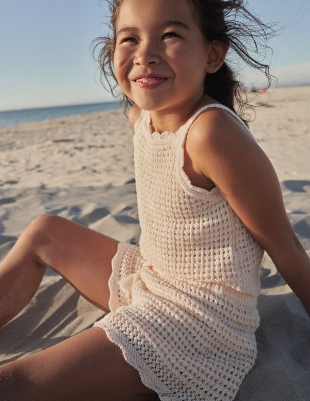 Boden Mädchen Oberteil mit Scheinhäkelmuster VH86PT3085 Kleidung Dorset-Creme