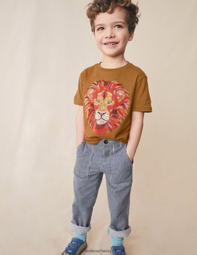 Boden Mädchen Superstitch-T-Shirt VH86PT3200 Kleidung butterscotchbraun