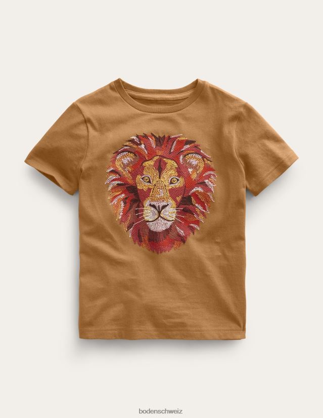 Boden Mädchen Superstitch-T-Shirt VH86PT3200 Kleidung butterscotchbraun