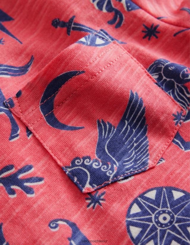Boden Mädchen T-Shirt mit Allover-Print VH86PT3079 Kleidung französisches Rosa