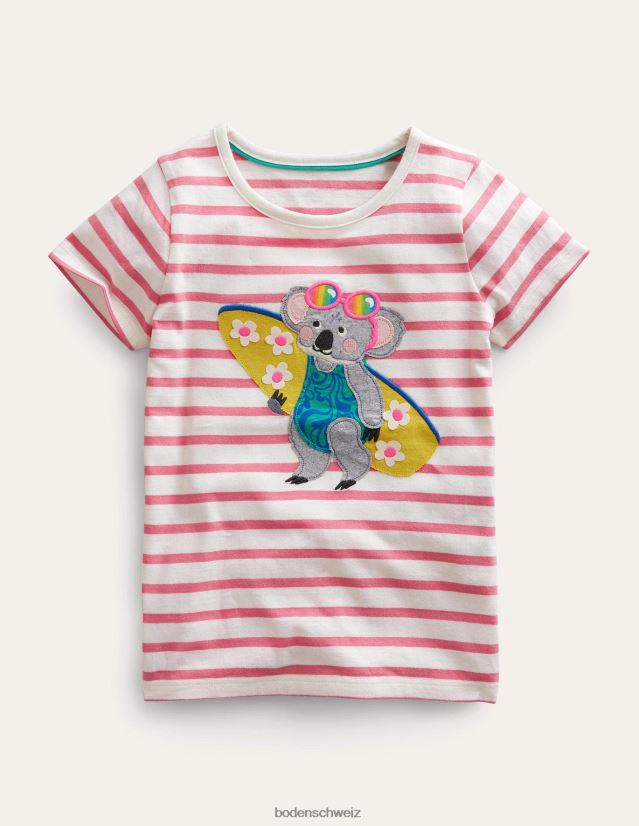Boden Mädchen T-Shirt mit Applikation VH86PT3033 Kleidung Pfirsichpunsch rosa/elfenbein