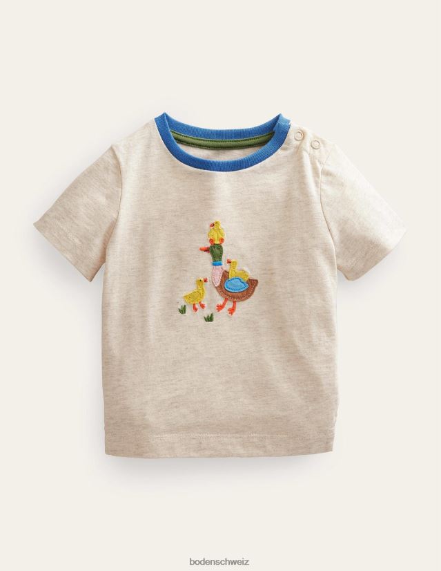 Boden Mädchen T-Shirt mit Applikation VH86PT3104 Kleidung Elfenbeinenten