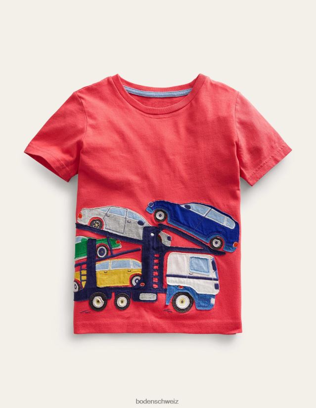 Boden Mädchen T-Shirt mit Applikationen vorne und hinten VH86PT3248 Kleidung Marmelade roter Transporter