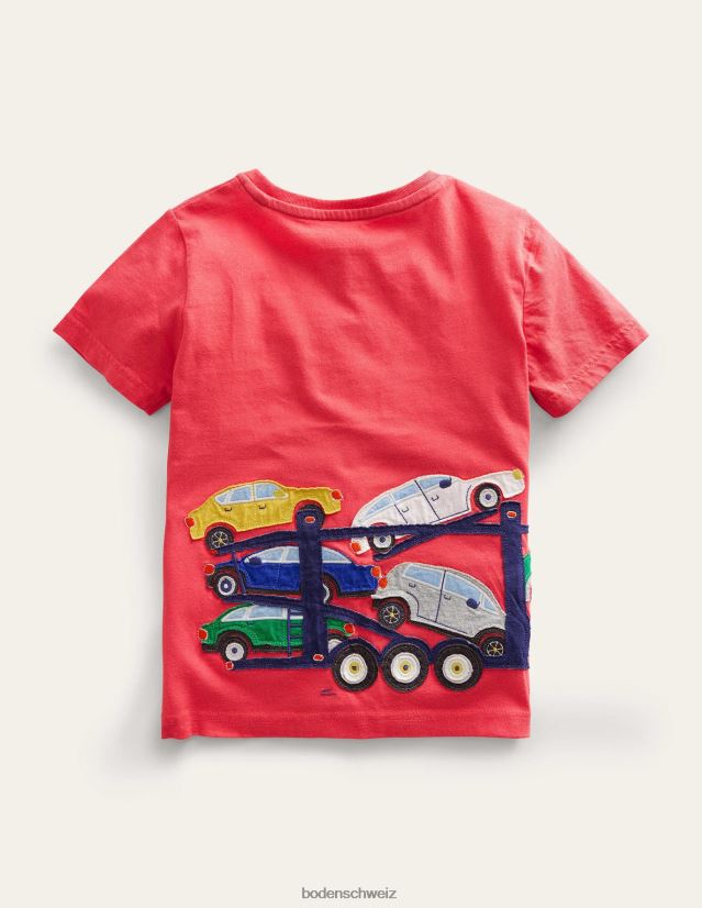 Boden Mädchen T-Shirt mit Applikationen vorne und hinten VH86PT3248 Kleidung Marmelade roter Transporter