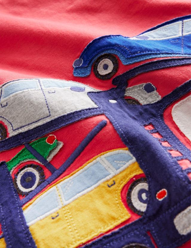 Boden Mädchen T-Shirt mit Applikationen vorne und hinten VH86PT3248 Kleidung Marmelade roter Transporter
