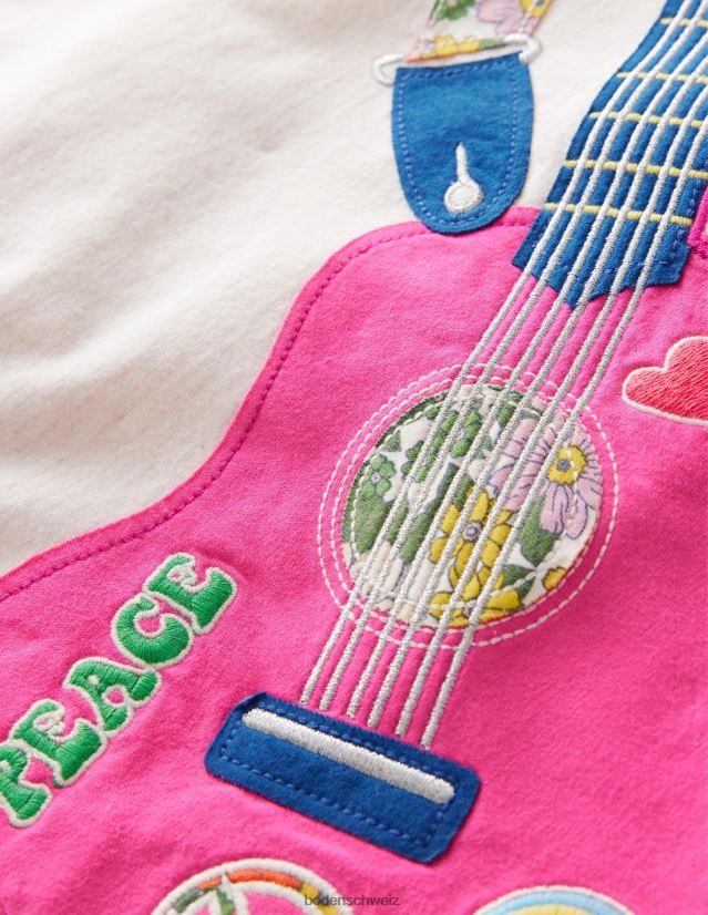 Boden Mädchen T-Shirt mit Applikationen vorne und hinten VH86PT755 Kleidung Haferflockenmergel