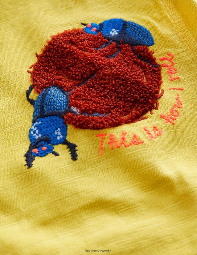 Boden Mädchen T-Shirt mit Bouclé-Print und Logo VH86PT3065 Kleidung Stachelbeere