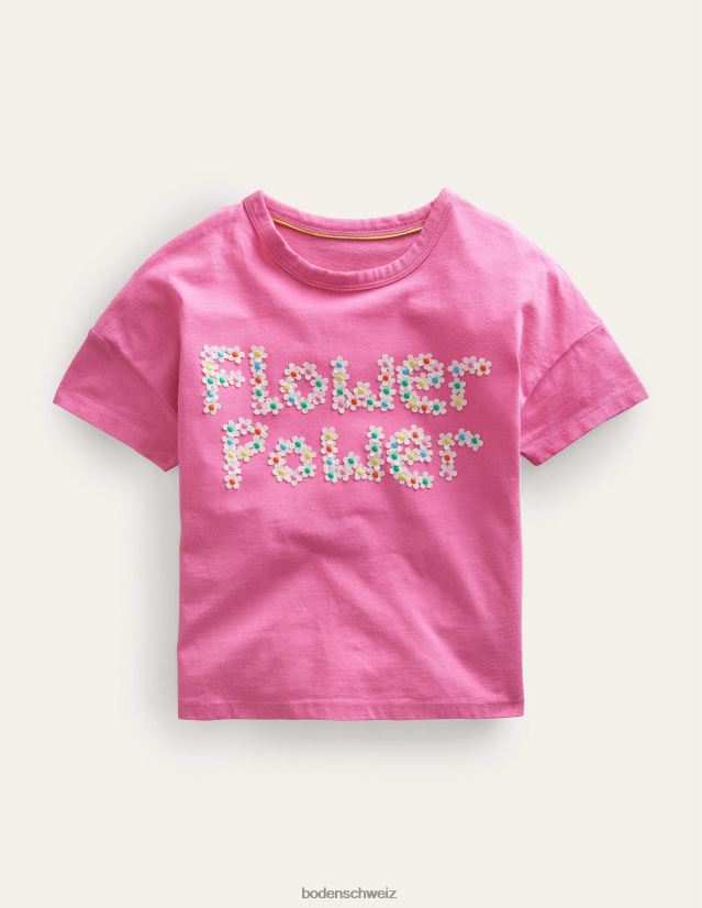 Boden Mädchen T-Shirt mit Flatter-Slogan VH86PT2929 Kleidung leuchtendes Blütenblattrosa