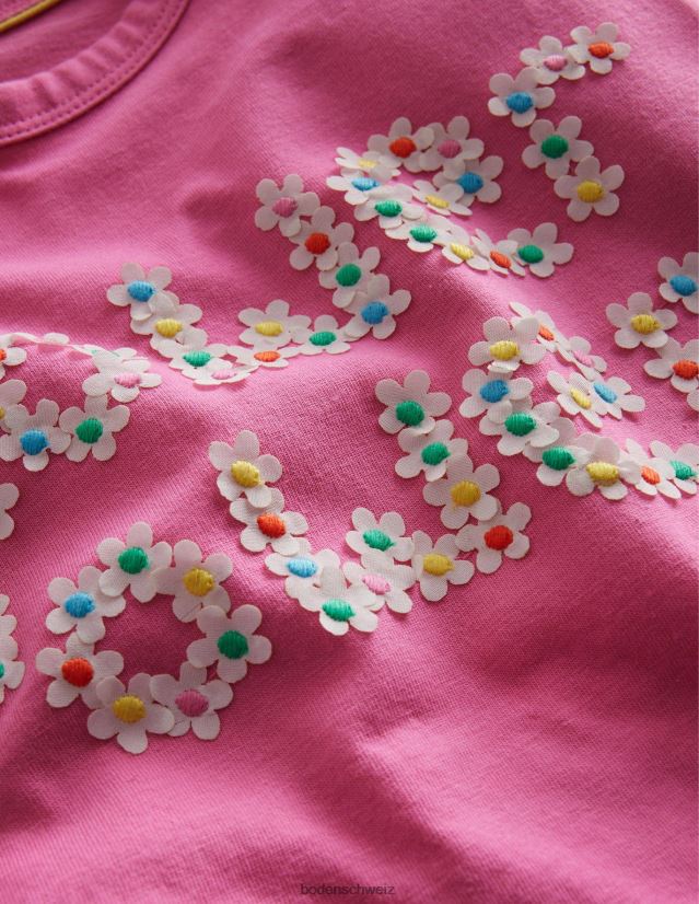 Boden Mädchen T-Shirt mit Flatter-Slogan VH86PT2929 Kleidung leuchtendes Blütenblattrosa