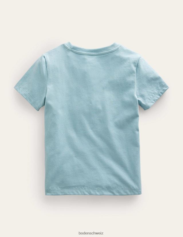 Boden Mädchen T-Shirt mit Kettenstich-Logo VH86PT3060 Kleidung Turmalinblauer Burger