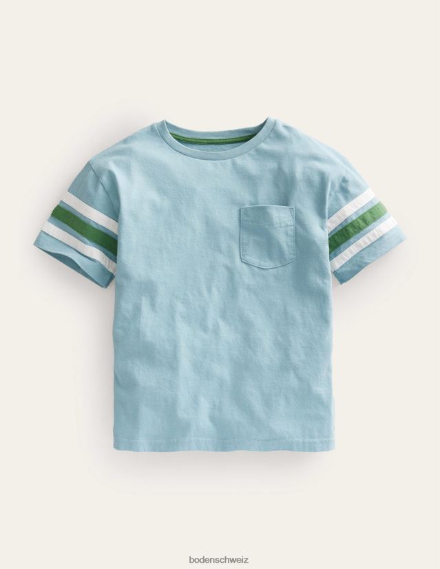 Boden Mädchen T-Shirt mit Kontraststreifen VH86PT3049 Kleidung Turmalinblau
