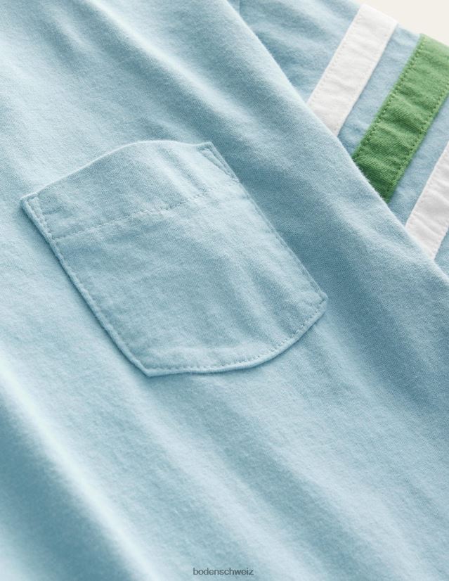 Boden Mädchen T-Shirt mit Kontraststreifen VH86PT3049 Kleidung Turmalinblau