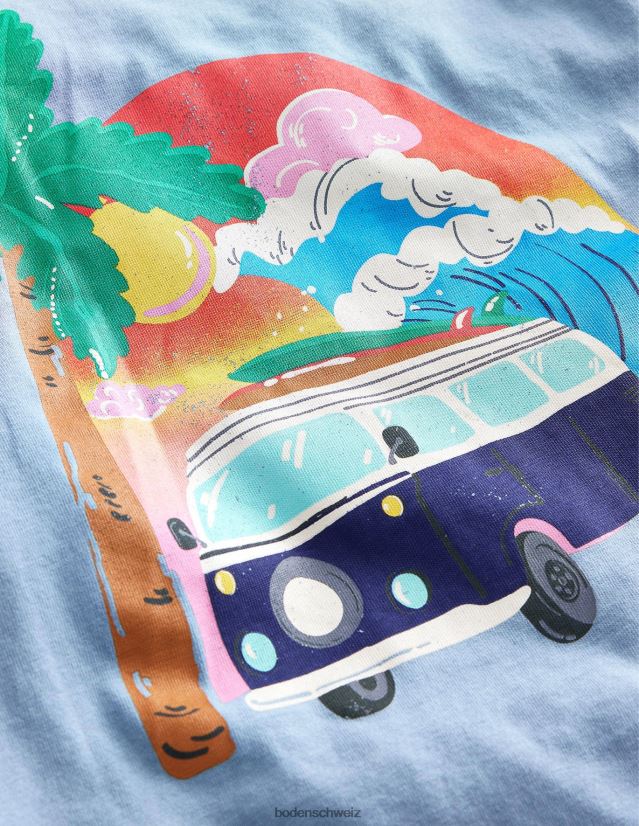 Boden Mädchen T-Shirt mit Logo vorne und hinten VH86PT3000 Kleidung kieselblau