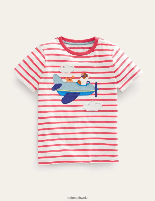 Boden Mädchen T-Shirt mit Tierapplikationen VH86PT3151 Kleidung Elfenbein/Marmelade Meerschweinchen