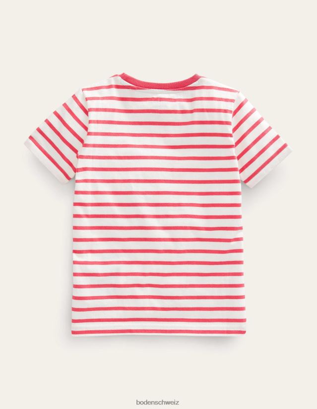 Boden Mädchen T-Shirt mit Tierapplikationen VH86PT3151 Kleidung Elfenbein/Marmelade Meerschweinchen