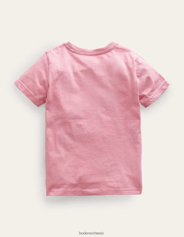 Boden Mädchen T-Shirt mit Tierfakten VH86PT3196 Kleidung Formica rosa dorniger Teufel