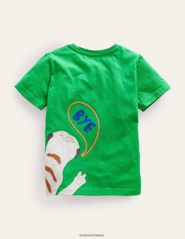 Boden Mädchen T-Shirt mit Vorder- und Rückseite VH86PT3010 Kleidung leuchtend grünes Erdmännchen
