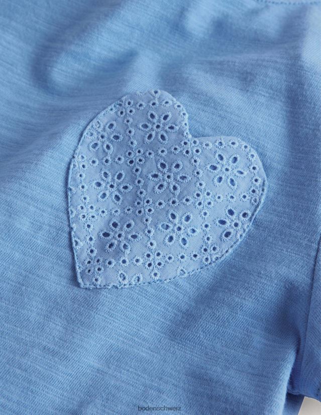 Boden Mädchen T-Shirt mit aufgestickter Tasche VH86PT3152 Kleidung vista blau