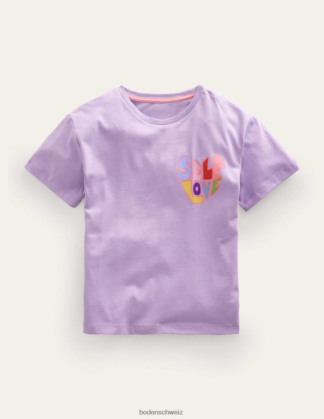 Boden Mädchen T-Shirt mit bedrucktem Slogan VH86PT2947 Kleidung neblige Lavendel-Selbstliebe