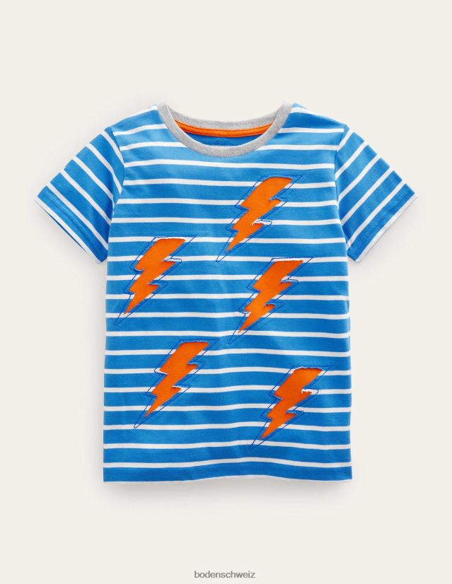 Boden Mädchen T-Shirt mit umgekehrter Applikation VH86PT3201 Kleidung Cabana-Blau/Elfenbein-Aufhellung
