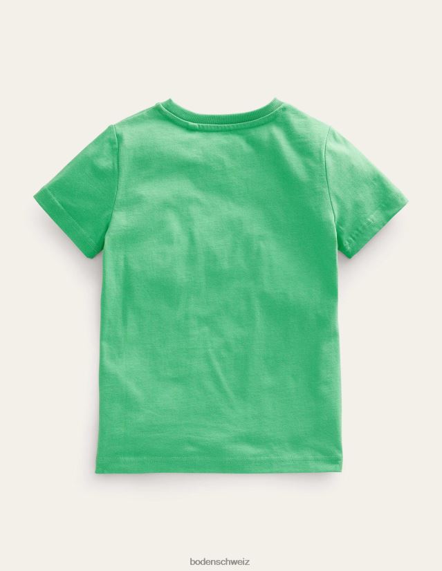 Boden Mädchen T-Shirt zur Tiererziehung VH86PT3128 Kleidung Aloe grünes Tieralphabet