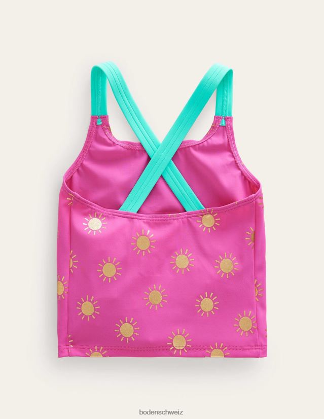 Boden Mädchen Tankini-Oberteil mit überkreuztem Rücken VH86PT3291 Kleidung Kitzelnde Sonnen aus Roségoldfolie