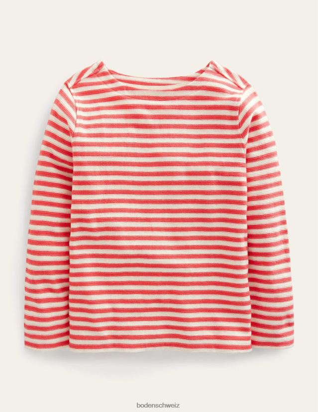 Boden Mädchen Textur bretonisch VH86PT3170 Kleidung Kumquat orange/weiß