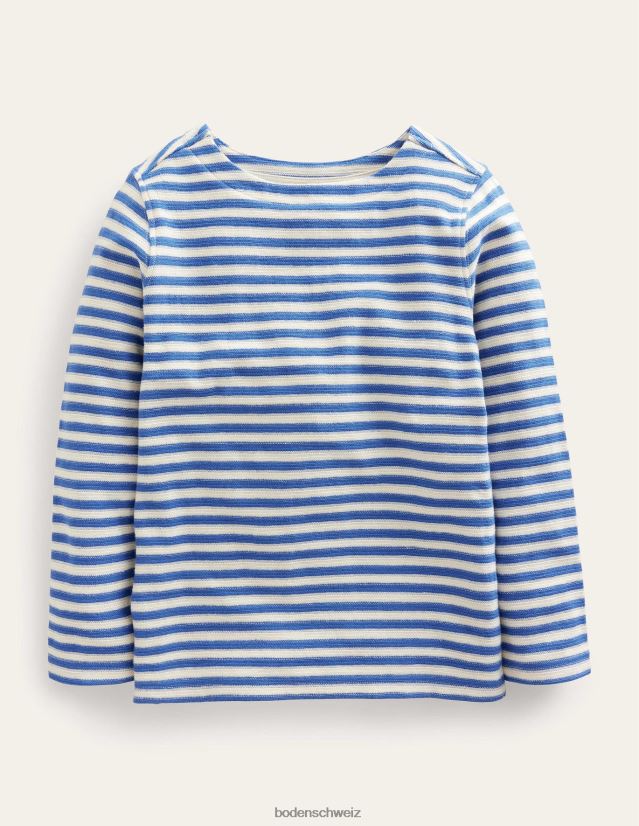 Boden Mädchen Textur bretonisch VH86PT3195 Kleidung Delfter Blau/Weiß