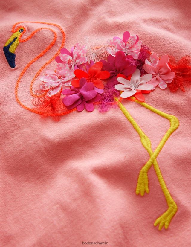 Boden Mädchen besticktes Flatteroberteil VH86PT3084 Kleidung Pfirsichsorbet Flamingo
