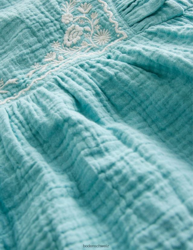 Boden Mädchen besticktes Oberteil aus doppeltem Stoff VH86PT2999 Kleidung Aqua-Meer