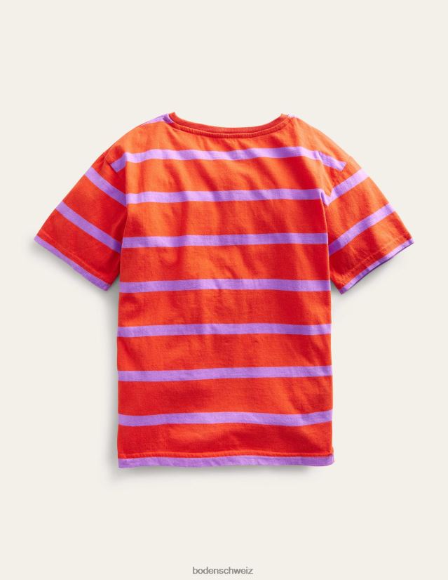 Boden Mädchen entspanntes T-Shirt VH86PT3031 Kleidung Mandarine/Lupine