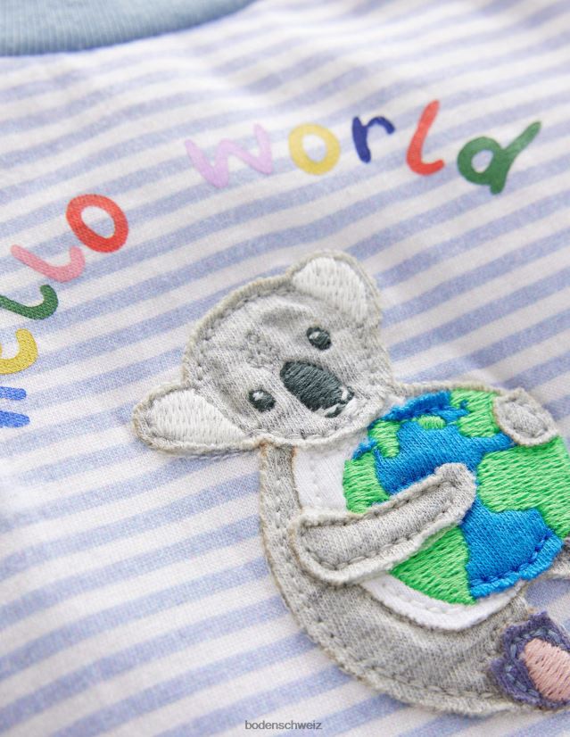 Boden Mädchen entspanntes T-Shirt VH86PT3102 Kleidung Elfenbein/blaue Welt