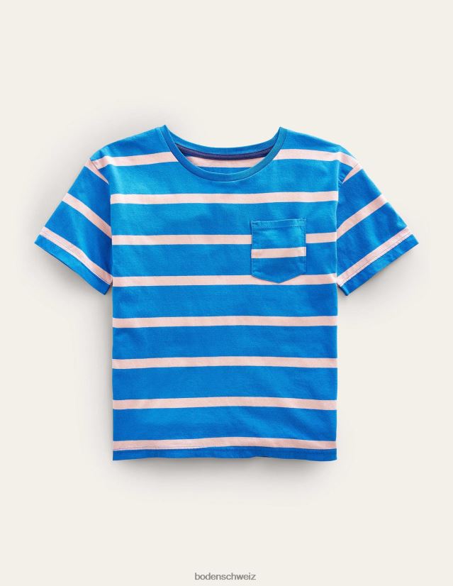 Boden Mädchen entspanntes T-Shirt VH86PT3209 Kleidung Provenceblau/Rosa