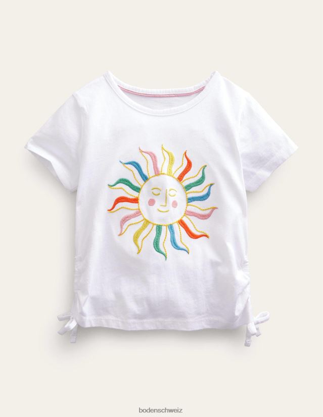 Boden Mädchen gerafftes T-Shirt VH86PT2987 Kleidung sonnenscheinweiß