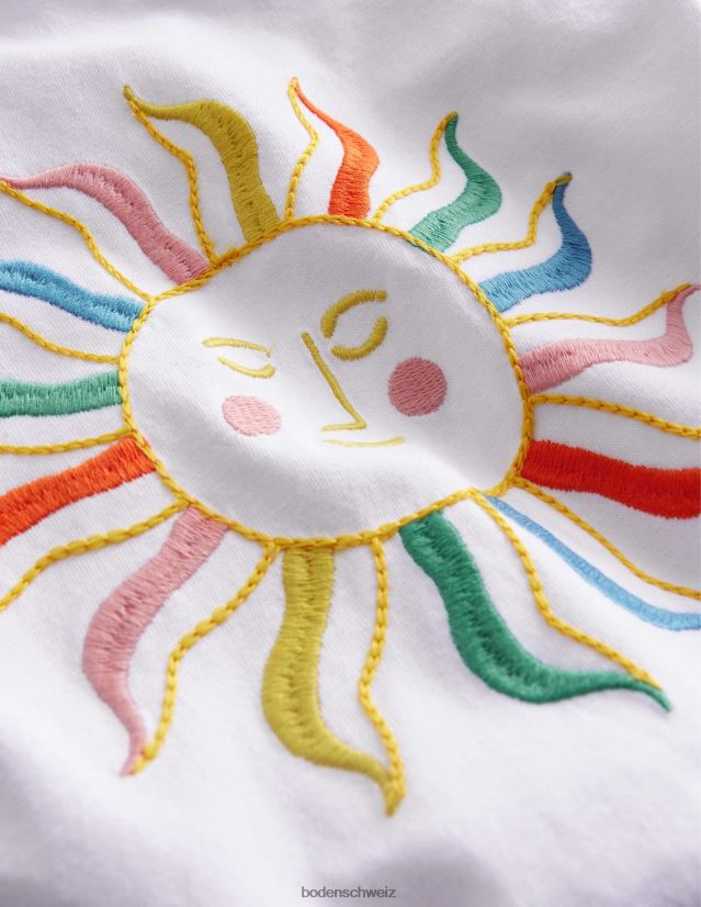 Boden Mädchen gerafftes T-Shirt VH86PT2987 Kleidung sonnenscheinweiß