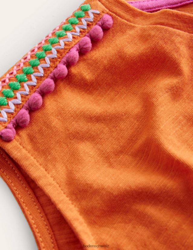 Boden Mädchen gerafftes T-Shirt vorne VH86PT2888 Kleidung Kumquat-Mergel