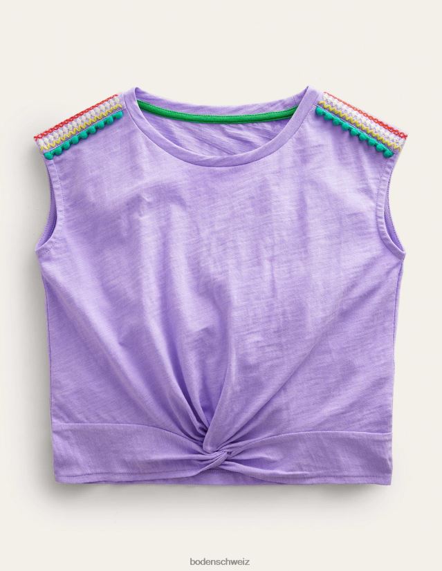 Boden Mädchen gerafftes T-Shirt vorne VH86PT3092 Kleidung hübsches Lavendelviolett