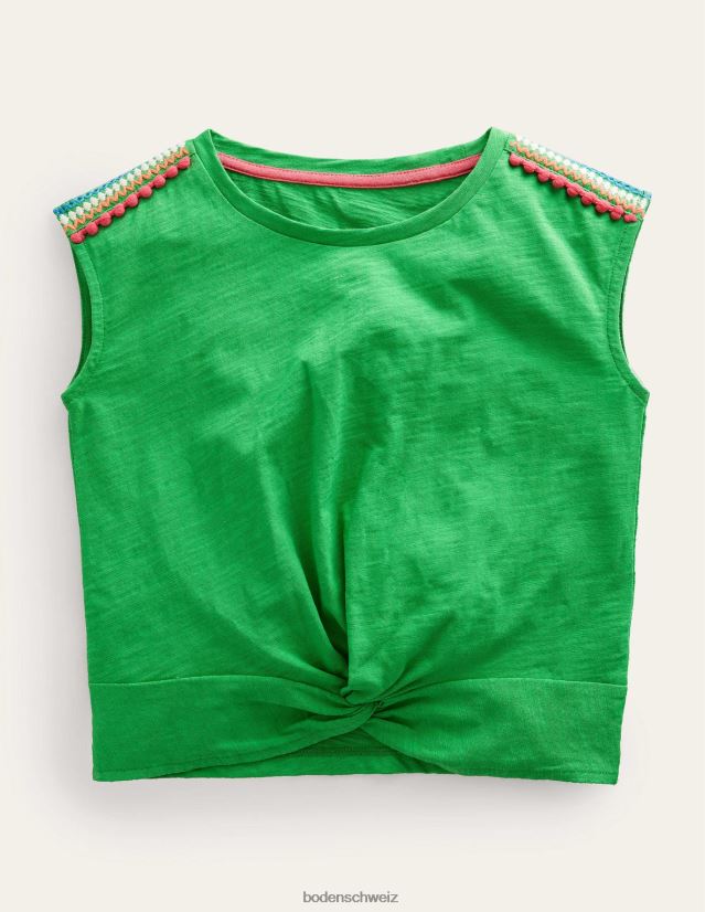 Boden Mädchen gerafftes T-Shirt vorne VH86PT3216 Kleidung hellgrün