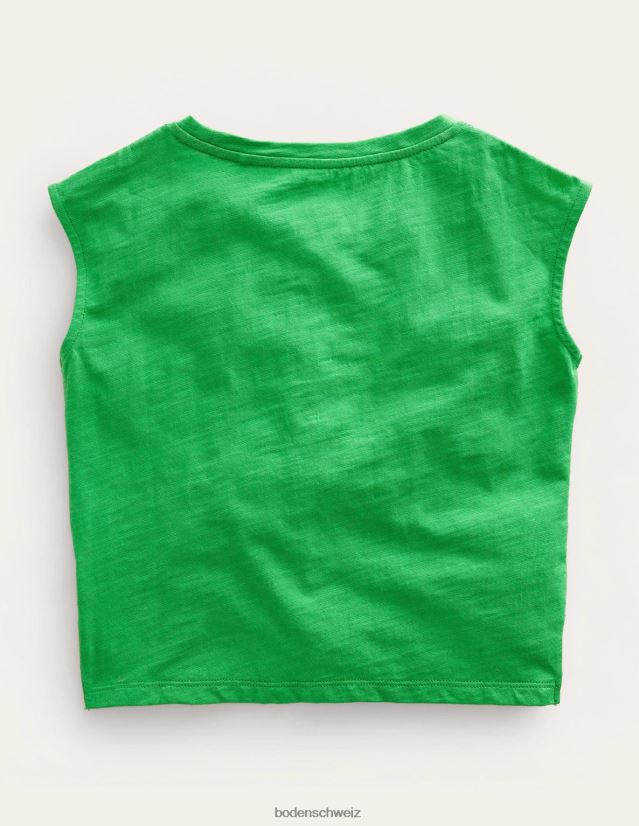 Boden Mädchen gerafftes T-Shirt vorne VH86PT3216 Kleidung hellgrün