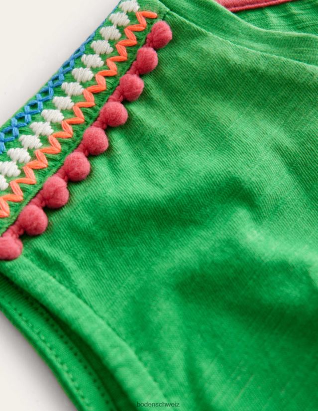 Boden Mädchen gerafftes T-Shirt vorne VH86PT3216 Kleidung hellgrün