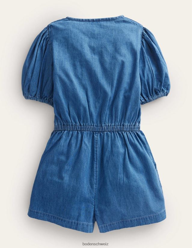 Boden Mädchen Denim-bestickter Playsuit VH86PT2757 Kleidung Mid-Vintage-Denim