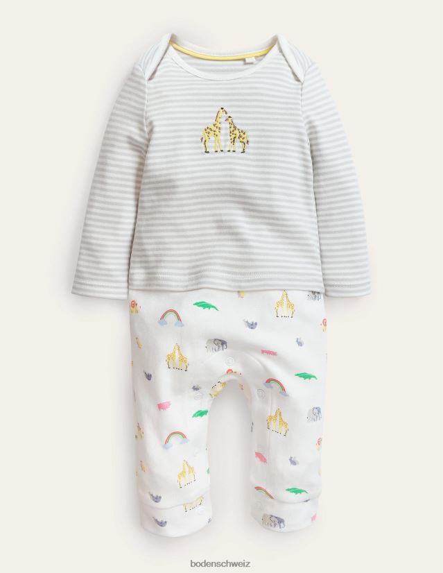 Boden Mädchen Gots Neugeborenen-Outfit-Strampler VH86PT3076 Kleidung Elfenbein Arche Noah