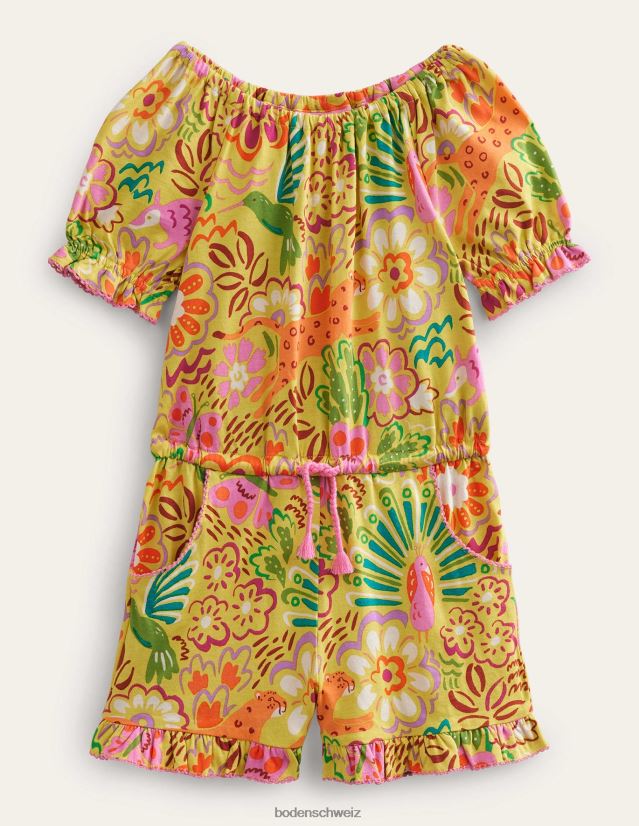 Boden Mädchen Jersey-Spielanzug VH86PT2753 Kleidung Stachelbeergelb blumig