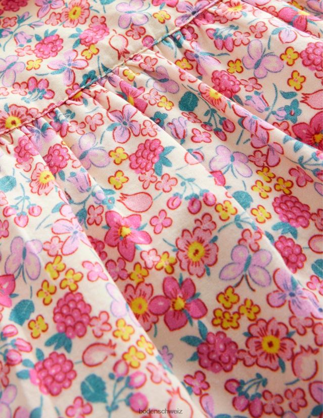 Boden Mädchen Langärmliger gewebter Strampler VH86PT3107 Kleidung Beerenrosa Schmetterling