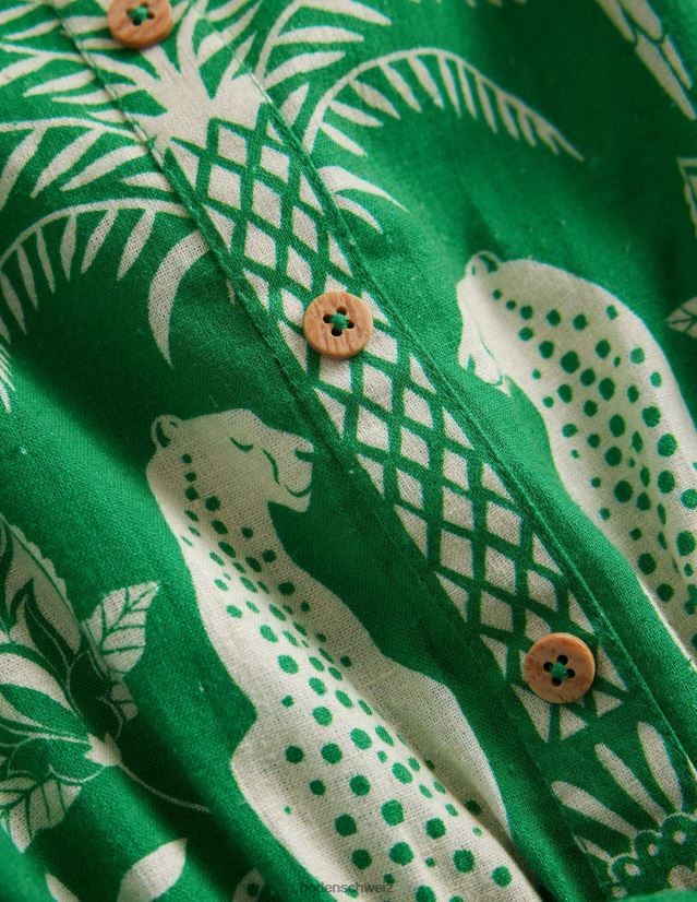 Boden Mädchen Rüschen-Playsuit aus Leinen-Baumwolle VH86PT2754 Kleidung Reiches Smaragd-Goa