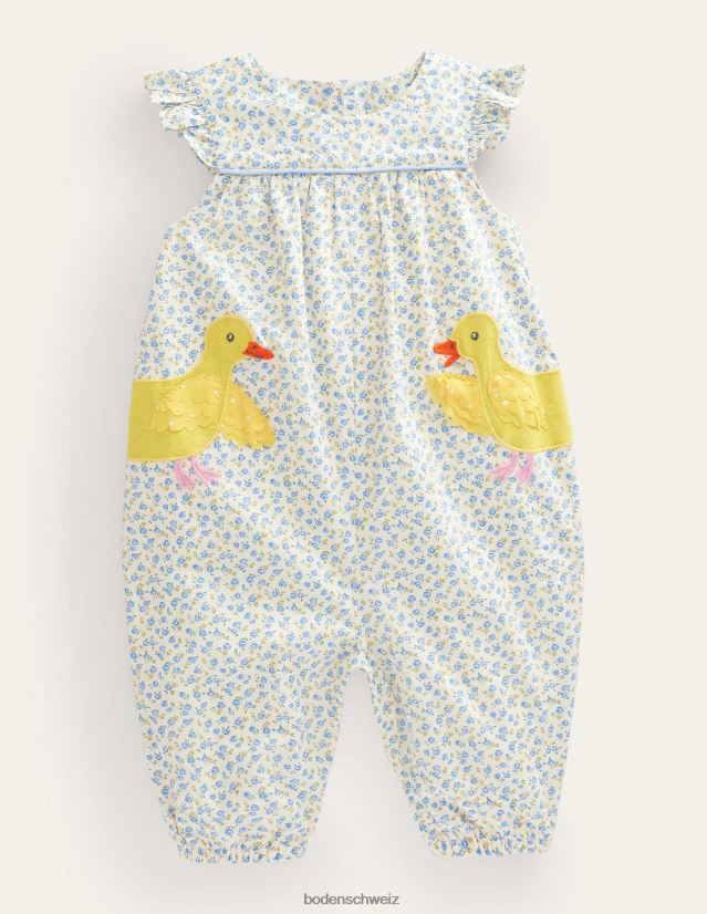 Boden Mädchen Rüschen-Strampler mit Applikation VH86PT3263 Kleidung blassblaue kleine Rosenküken