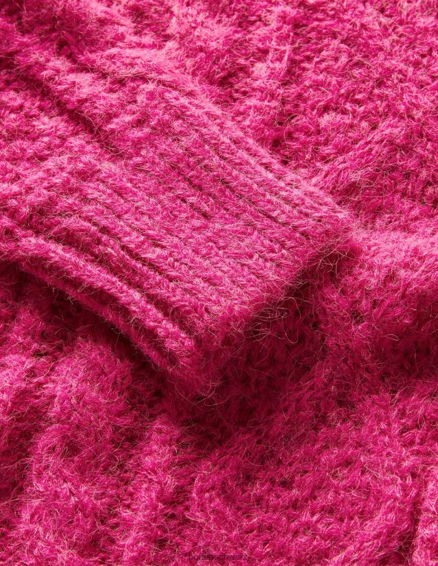 Boden Mädchen Grober Rollkragenpullover mit Zopfmuster VH86PT3145 Kleidung schockierendes rosa Kabel