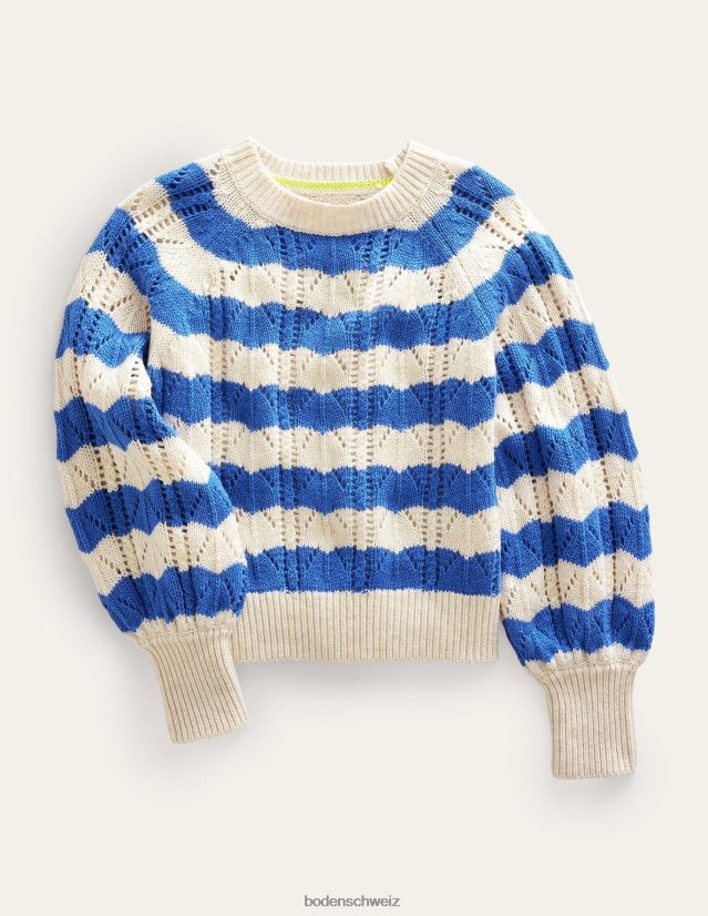 Boden Mädchen Lässiger, strukturierter Pullover VH86PT3174 Kleidung blauer Streifen
