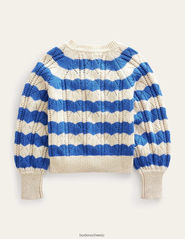 Boden Mädchen Lässiger, strukturierter Pullover VH86PT3174 Kleidung blauer Streifen